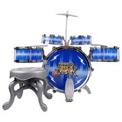 Bateria Instrumento Acústica Musical Infantil Criança Rock Party Menino Azul Completa - DM Toys