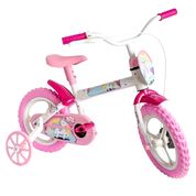 Bicicleta Infantil de Unicórnio Aro 12 Branca com Rosa Styll Kids