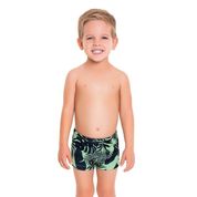 Sunga Boxer Infantil Proteção Solar Folhagens Verde Tam 1 a 3 - Fakini