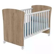 Berço Mini Cama Infantil Doce Sonho 2484 Carvalho Rustico Branco Com Rodizios Qmovi