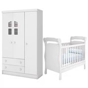 Berço Mini Cama 773 E Guarda Roupa 2637 Amore Branco Qmovi