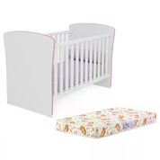 Berço Mini Cama Infantil Doce Sonho 2484 Branco Rosa Com Colchao Qmovi