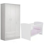 Berço Mini Cama 2484 E Guarda Roupa 2617 Doce Sonho Branco Qmovi