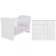 Berço Mini Cama 2484 E Comoda 2561 Doce Sonho Branco Qmovi