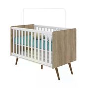 Berço Mini Cama Infantil Retro 2857 Carvalho Rustico Branco Qmovi