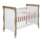 Berço Mini Cama Infantil Amore 1355 Carvalho Rustico Branco Com Rodizios Qmovi