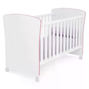 Berço Mini Cama Infantil Doce Sonho 2484 Branco Rosa Com Rodizios Qmovi