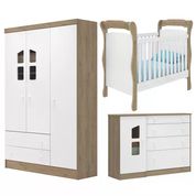 Quarto Infantil 03 Peças Amore 773X2637X2644 Carvalho Rustico Branco Qmovi