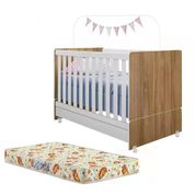 Berço Mini Cama Com Colchao Encanto 3200 Nature Branco Peternella