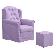 Poltrona De Amamentaçao Balanço Livia Com Puff Corano Lilas FT Milani Store