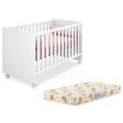 Berço Mini Cama Doce Sonho 1344 Branco Com Rodizios E Colchao Qmovi