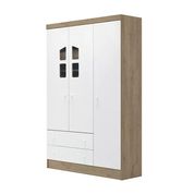 Guarda Roupa Infantil Amore 03 Portas 2637 Carvalho Rustico Branco Qmovi