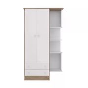 Guarda Roupa Infantil Doce Sonho 02 Portas 1395 Carvalho Rustico Branco Qmovi