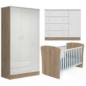 Quarto Infantil 03 Peças Doce Sonho 2484X2617X2561 Carvalho Rustico Branco Qmovi