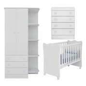 Quarto Infantil 03 Peças Doce Sonho 1X777X825 Branco Com Rodizios Qmovi