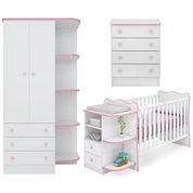 Quarto Infantil 03 Peças Doce Sonho 758X777X825 Branco Rosa Qmovi