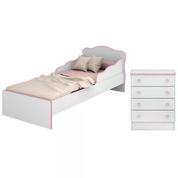 Mini Cama Infantil 849 E Comoda 777 Doce Sonho Branco Rosa Qmovi