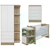 Quarto Infantil 03 Peças Doce Sonho 758X777X825 Carvalho Rustico Branco Qmovi