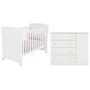 Berço Mini Cama 2484 E Comoda 2561 Doce Sonho Branco Com Rodizios Qmovi