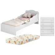 Mini Cama Infantil 849 E Comoda 777 Doce Sonho Branco Com Colchao Qmovi