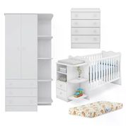 Quarto Infantil 03 Peças Doce Sonho 758X777X825 Branco Com Colchao Qmovi