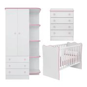 Quarto Infantil 03 Peças Doce Sonho 1X777X825 Branco Rosa Qmovi