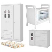 Quarto Infantil 03 Peças Amore 773X2637X2644 Branco Com Colchao Qmovi