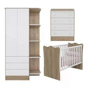 Quarto Infantil 03 Peças Doce Sonho 1X777X825 Carvalho Rustico Branco Qmovi