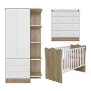 Quarto Infantil 03 Peças Doce Sonho 1X2523X825 Carvalho Rustico Branco Qmovi