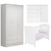 Quarto Infantil 03 Peças Doce Sonho 2484X2617X2561 Branco Com Rodizios Qmovi