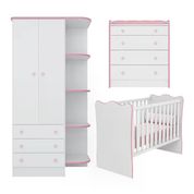 Quarto Infantil 03 Peças Doce Sonho 1X2523X825 Branco Rosa Qmovi