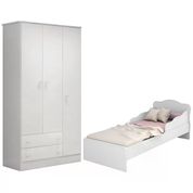 Mini Cama Infantil 849 E Guarda Roupa 2617 Doce Sonho Branco Qmovi