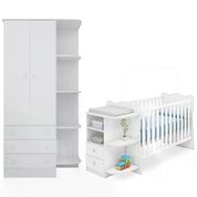 Berço 02 Gavetas 758 E Guarda Roupa 825 Doce Sonho Branco Qmovi