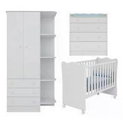 Quarto Infantil 03 Peças Doce Sonho 1X2523X825 Branco Com Rodizios Qmovi