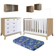 Conjunto Quarto Infantil Com Colchão FM032 BB863 Itapua Branco Completa Moveis