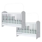 Kit Gemeos 02 Berços Mini Cama 3 Em 1 Bala de Menta I02 Branco Henn