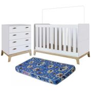 Conjunto Quarto Infantil Com Colchão FM030 BB863 Branco Completa Moveis