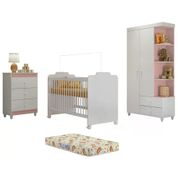 Quarto Completo Infantil Com Colchão New Ternura 9000 Branco Rose Peternella