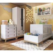 Quarto Infantil 5 Peças Favo de Mel FM034 Branco Completa Moveis