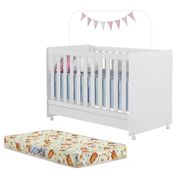 Berço Mini Cama Com Colchao Encanto 3200 Branco Peternella