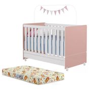 Berço Mini Cama Com Colchao Encanto 3200 Rose Branco Peternella