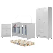 Quarto Completo Infantil Com Colchão New Diamante 6550 Branco Peternella