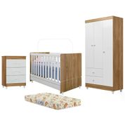 Quarto Completo Infantil Com Colchão New Diamante 6550 Nature Branco Peternella