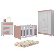 Quarto Completo Infantil Com Colchão New Encanto 9700 Branco Rose Peternella