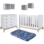 Conjunto Quarto Infantil Com Colchão FM032 BB863 Branco Completa Moveis