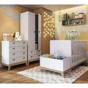 Quarto Infantil 5 Peças Favo de Mel FM035 Branco Completa Moveis