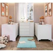 Quarto Infantil Para Gemeos Aconchego LA036 Branco Completa Moveis