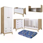 Conjunto Quarto Infantil Com Colchão FM034 BB863 Itapua Branco Completa Moveis