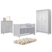 Quarto Completo Infantil Com Colchão New Encanto 9700 Branco Peternella