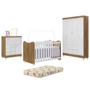 Quarto Completo Infantil Com Colchão New Encanto 9700 Nature Branco Peternella